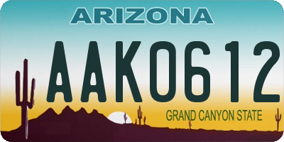 AZ license plate AAK0612