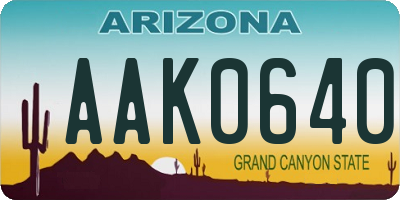 AZ license plate AAK0640