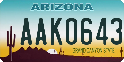 AZ license plate AAK0643