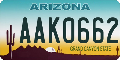 AZ license plate AAK0662