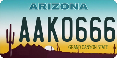AZ license plate AAK0666