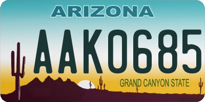 AZ license plate AAK0685