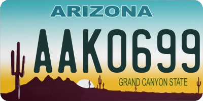 AZ license plate AAK0699
