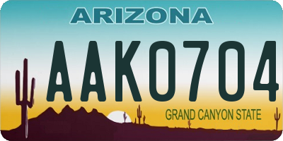 AZ license plate AAK0704