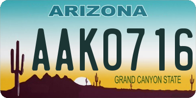 AZ license plate AAK0716
