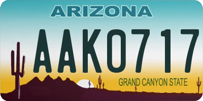 AZ license plate AAK0717