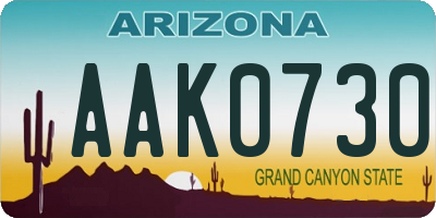 AZ license plate AAK0730