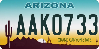 AZ license plate AAK0733