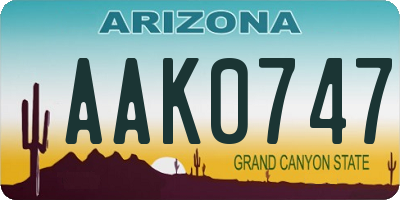 AZ license plate AAK0747