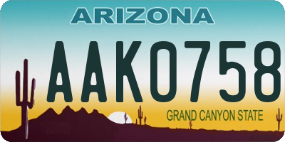 AZ license plate AAK0758