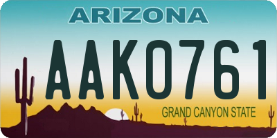 AZ license plate AAK0761