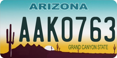 AZ license plate AAK0763