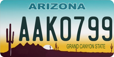 AZ license plate AAK0799
