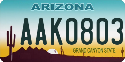 AZ license plate AAK0803