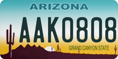 AZ license plate AAK0808