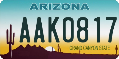 AZ license plate AAK0817