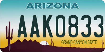 AZ license plate AAK0833