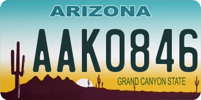 AZ license plate AAK0846
