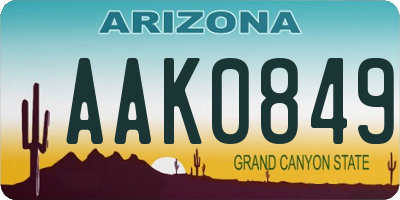 AZ license plate AAK0849