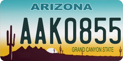 AZ license plate AAK0855