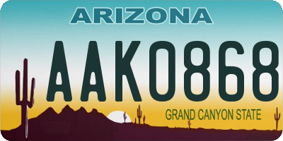 AZ license plate AAK0868