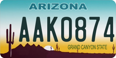 AZ license plate AAK0874