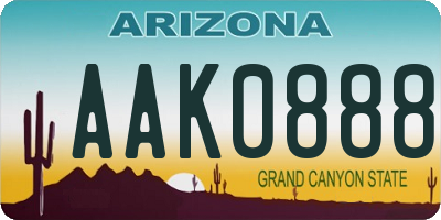 AZ license plate AAK0888
