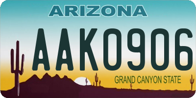AZ license plate AAK0906