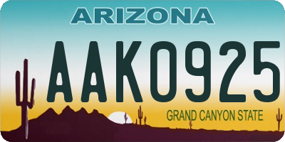 AZ license plate AAK0925