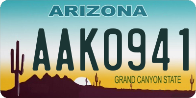 AZ license plate AAK0941