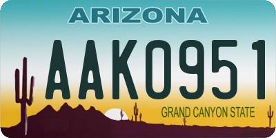 AZ license plate AAK0951