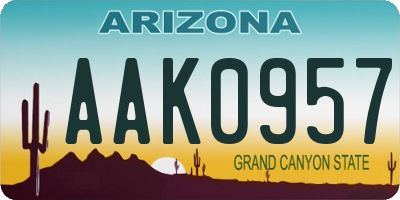 AZ license plate AAK0957