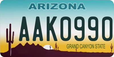 AZ license plate AAK0990