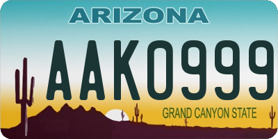 AZ license plate AAK0999