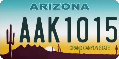AZ license plate AAK1015