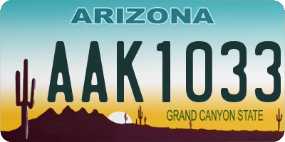 AZ license plate AAK1033