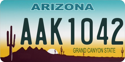 AZ license plate AAK1042