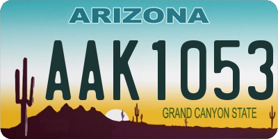 AZ license plate AAK1053