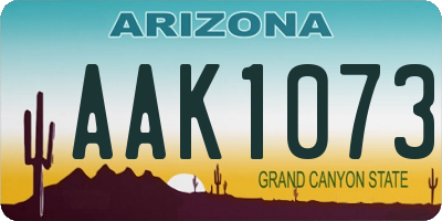AZ license plate AAK1073