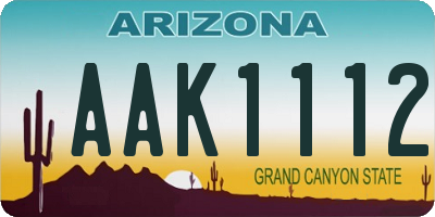 AZ license plate AAK1112