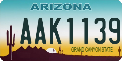 AZ license plate AAK1139
