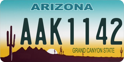 AZ license plate AAK1142
