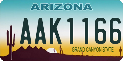 AZ license plate AAK1166