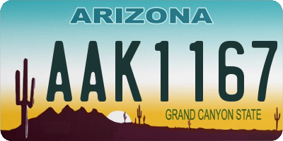 AZ license plate AAK1167