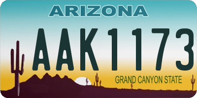 AZ license plate AAK1173