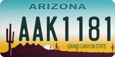 AZ license plate AAK1181