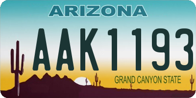 AZ license plate AAK1193