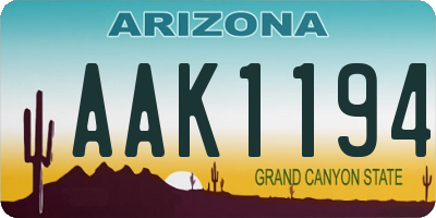 AZ license plate AAK1194