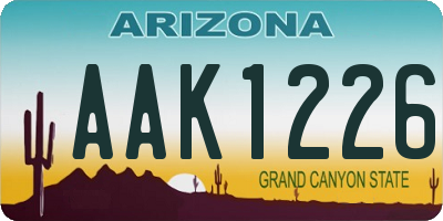 AZ license plate AAK1226