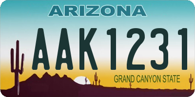 AZ license plate AAK1231